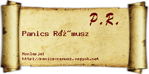 Panics Rémusz névjegykártya